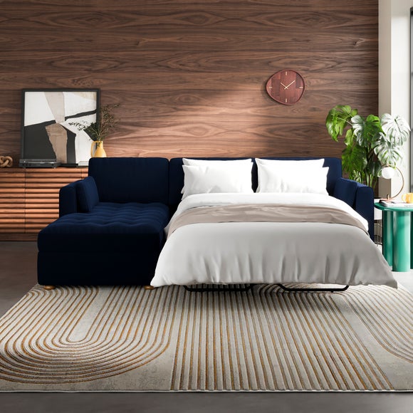 Zoe II Velvet 3 Seater Corner Storage Double Sofa Bed - image 1