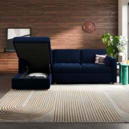 Zoe II Velvet Corner Storage Sofa Bed - thumbnail 3