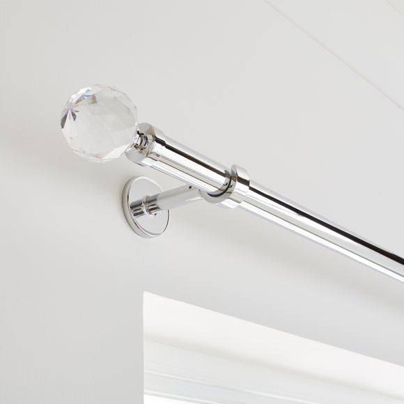 Faceted Ball Extendable Metal Eyelet Curtain Pole - image 1