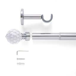 Faceted Ball Extendable Metal Eyelet Curtain Pole - thumbnail 2