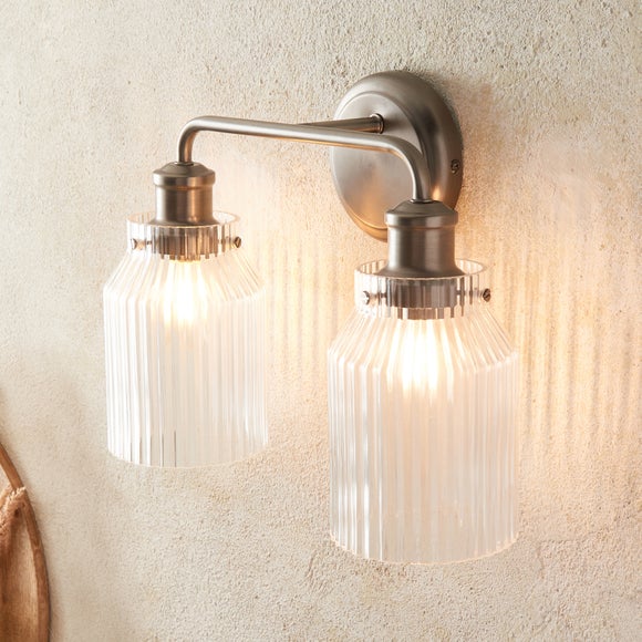 Tobias Ribbed 2 Light Bathroom Wall Light - image 1