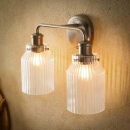 Tobias Ribbed 2 Light Bathroom Wall Light - thumbnail 2