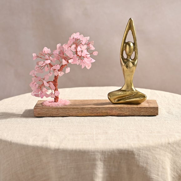 Serenity Rose Quartz Gemstone Tree and Yoga Ornament - image 1