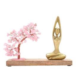 Serenity Rose Quartz Gemstone Tree and Yoga Ornament - thumbnail 2