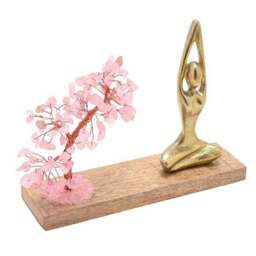 Serenity Rose Quartz Gemstone Tree and Yoga Ornament - thumbnail 3
