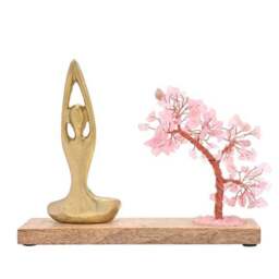Serenity Rose Quartz Gemstone Tree and Yoga Ornament - thumbnail 4