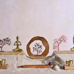 Serenity Rose Quartz Gemstone Tree and Yoga Ornament - thumbnail 5