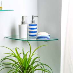 Set of 3 Harbour Housewares Glass Corner Shelves, 30cm