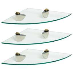 Set of 3 Harbour Housewares Glass Corner Shelves, 30cm - thumbnail 3