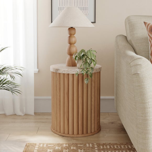 Lucin Travertine Effect Side Table - image 1