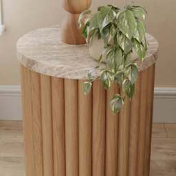 Lucin Travertine Effect Side Table - thumbnail 5