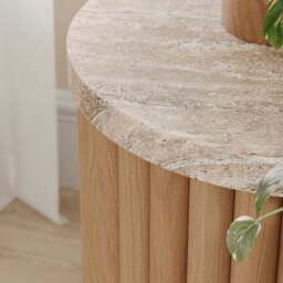 Lucin Travertine Effect Side Table - thumbnail 4