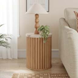 Lucin Travertine Effect Side Table