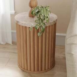 Lucin Travertine Effect Side Table - thumbnail 3