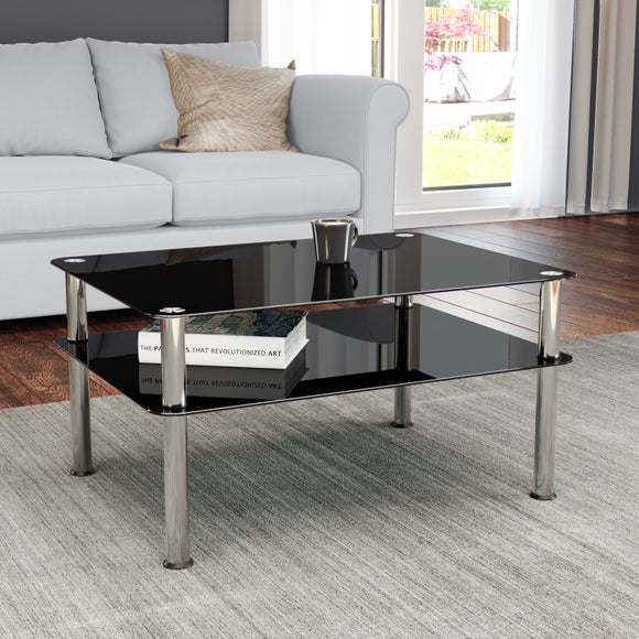 AVF Large Coffee Table, Black Glass with Chrome Legs - image 1
