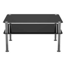 AVF Large Coffee Table, Black Glass with Chrome Legs - thumbnail 3