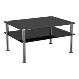 AVF Large Coffee Table, Black Glass with Chrome Legs - thumbnail 2