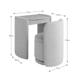 Frankie Boucle Compact Dressing Table Set with Mirror and Stool - thumbnail 5