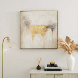 Minimal Luxe Metallic Abstract Framed Canvas - thumbnail 1