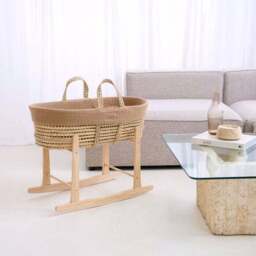 Clair De Lune Organic Moses Basket with Rocking Stand - thumbnail 2