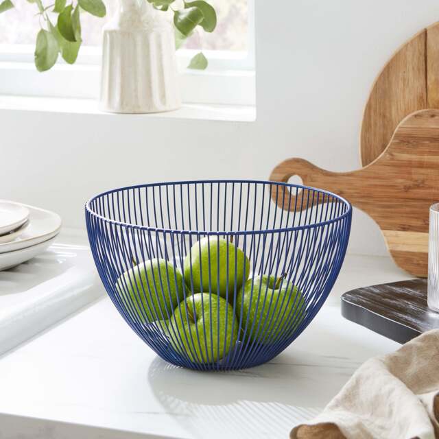 Elements Metal Wire Fruit Basket Blue