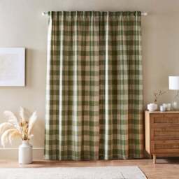 Edited Life Elton Check Unlined Tab Top Curtains - thumbnail 4
