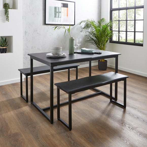 Ronan 4 Seater Wave Edge Dining Table and Bench Set - image 1