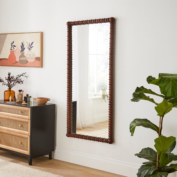 Turned Mango Wood Rectangle Full Length Wall Mirror - image 1