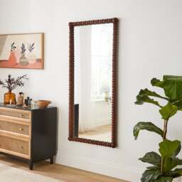 Turned Mango Wood Rectangle Full Length Wall Mirror