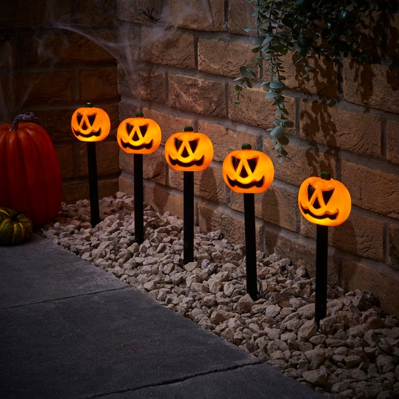 Set of 5 Pumpkin Stake Lights - image 1