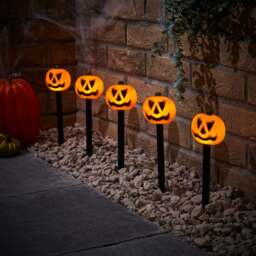 Set of 5 Pumpkin Stake Lights - thumbnail 1