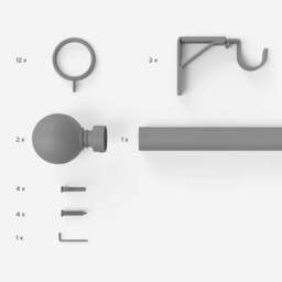 Ashton Fixed Metal Curtain Pole with Rings - thumbnail 2
