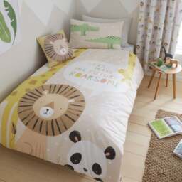 Catherine Lansfield Roarsome Animals Reversible Duvet Cover and Pillowcase Set - thumbnail 1
