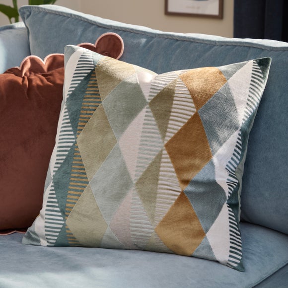 Furn. Metro Harlequin Velvet Square Cushion - image 1