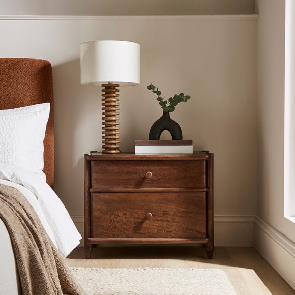 Elma 2 Drawer Bedside Table, Mango Wood - image 1