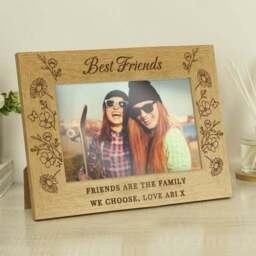 Personalised Wild Flowers Oak Finish Photo Frame - thumbnail 2