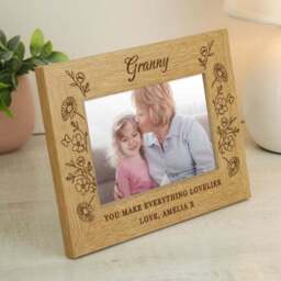 Personalised Wild Flowers Oak Finish Photo Frame - thumbnail 4