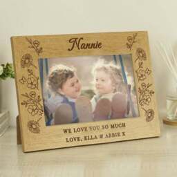 Personalised Wild Flowers Oak Finish Photo Frame - thumbnail 3