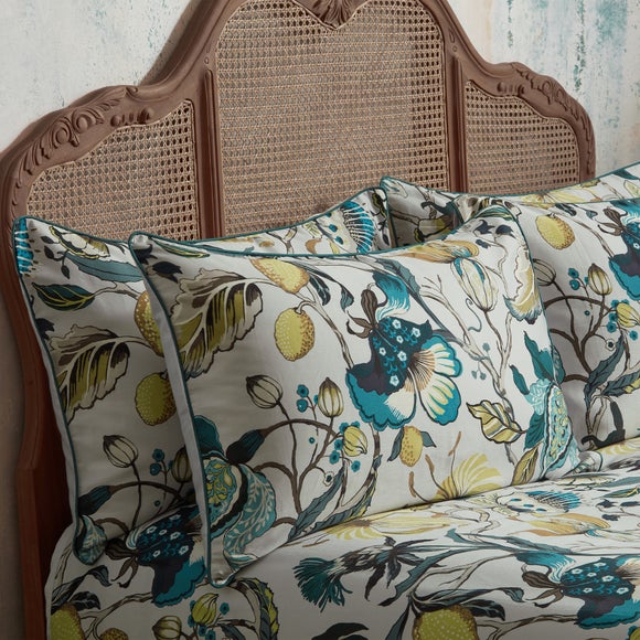 EW by Edinburgh Weavers Morton Floral Teal 100% Cotton Sateen Pillowcase Pair - image 1