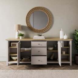 Olney Extra Wide Sideboard, Stone - thumbnail 2