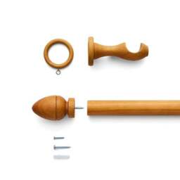 Oregon Fixed Wooden Curtain Pole with Rings - thumbnail 3