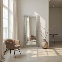 Yearn Hammered Framed Bevelled Full Length Wall Mirror - thumbnail 3