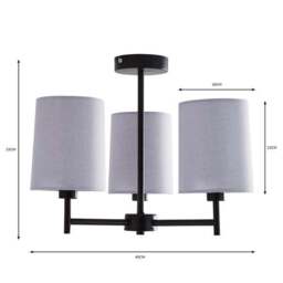 Prescot 3 Light Semi Flush Ceiling Light - thumbnail 6