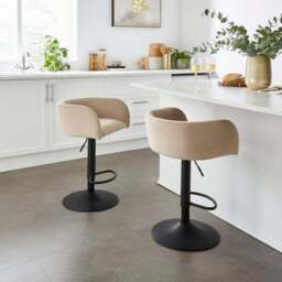 Talullua Height Adjustable Bar Stool, Velvet - thumbnail 2