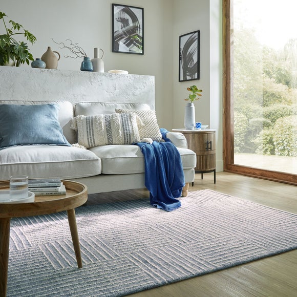 Abstract Check Wool Rug - image 1