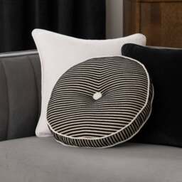 Chenille Stripe Round Cushion - thumbnail 1