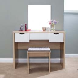 Elizabeth 3 Drawer Dressing Table Set with Mirror - thumbnail 1