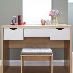 Elizabeth 3 Drawer Dressing Table Set with Mirror - thumbnail 2