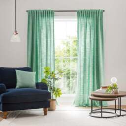 Zia Linen Look Multi Header Unlined Curtains - thumbnail 2
