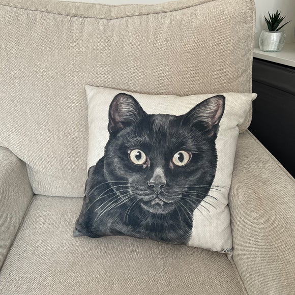 Christine Varley Black Cat Square Cushion - image 1
